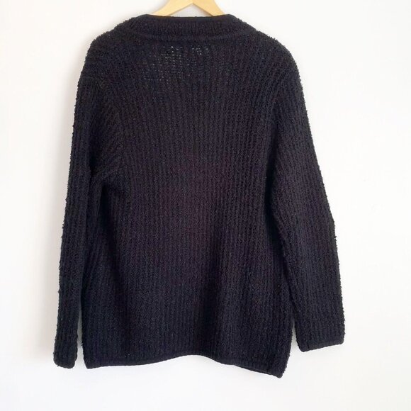 Vintage Millay Black Chunky Open Cardigan Size 40 Large Boyfriend Cozy - Picture 8 of 9